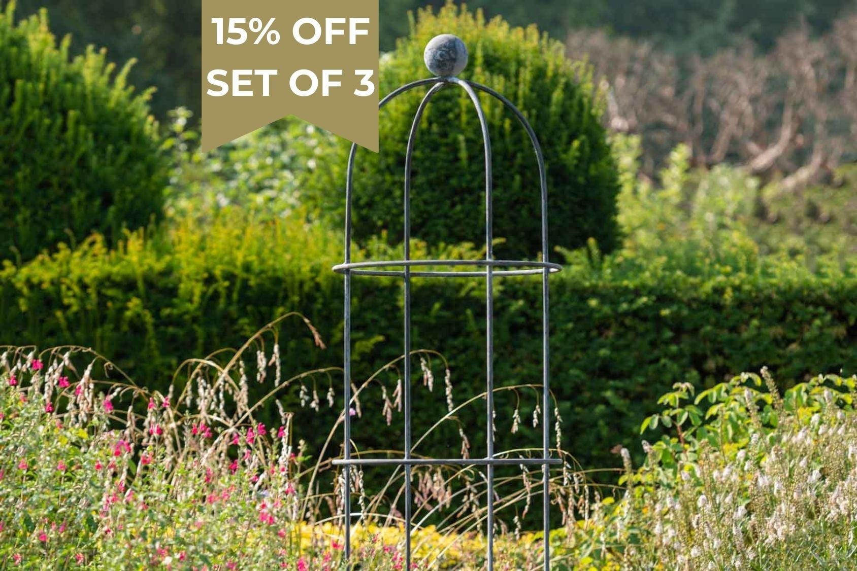Handcrafted Round Wire Obelisk - The Southwold Collection by Harrod Horticultural
