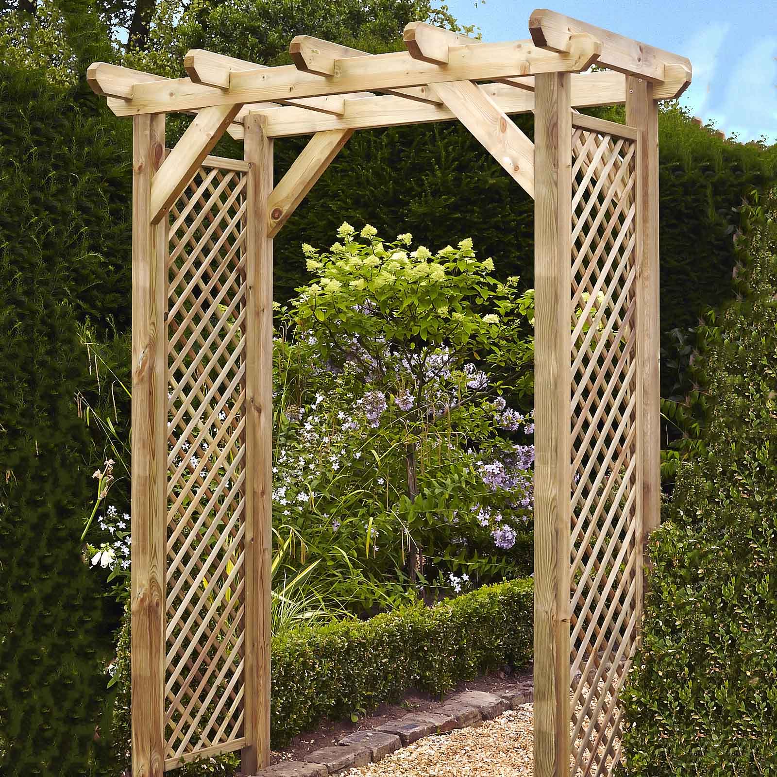 Squared Lattice Wooden Garden Arch - Harrod Horticultural