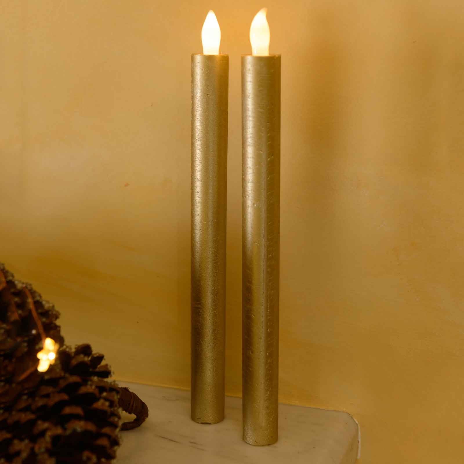 Tall Gold LED Candles with Auto Timer (2 pack) Harrod Horticultural