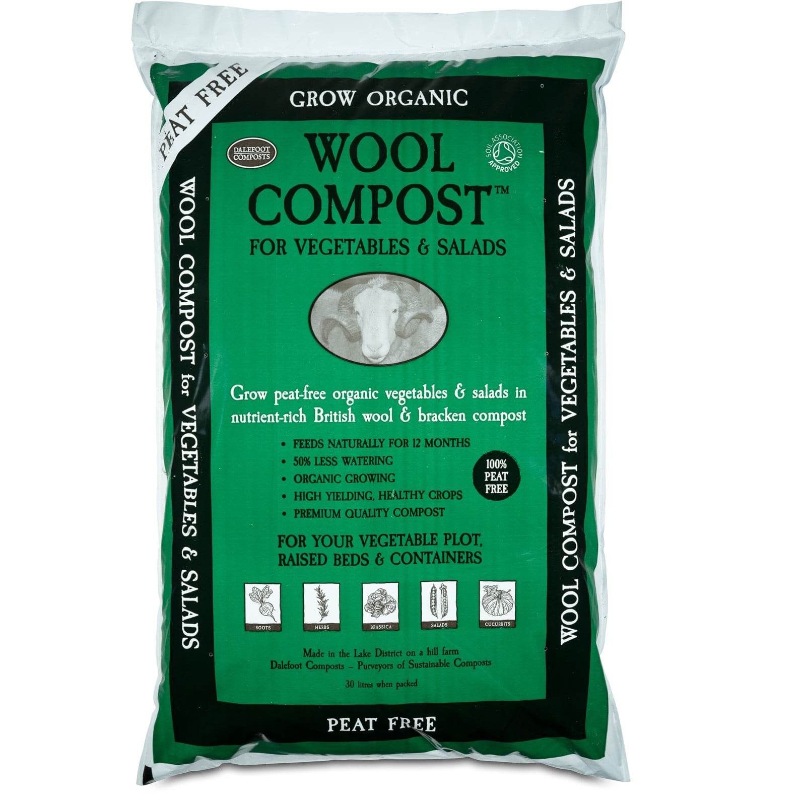 Wool Compost for Vegetables and Salads 30 Litre Harrod Horticultural